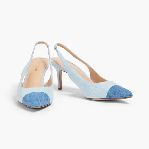 Veronica Beard Liliana 70 Two-tone Denim Slingback Pumps
